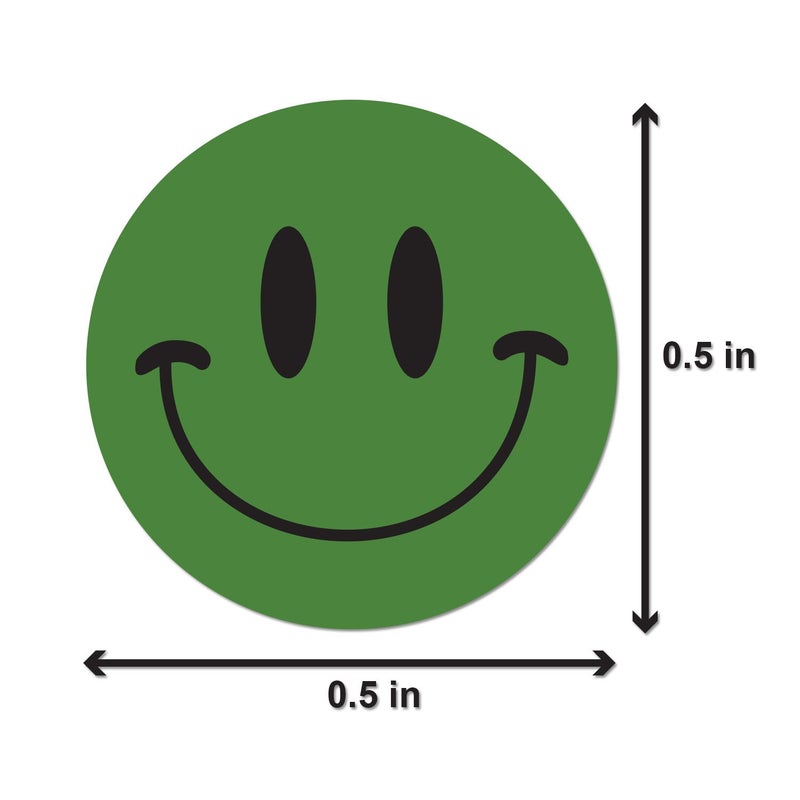 OfficeSmartLabels Happy Smiley Face Stickers (1/2 inch, Green - 300 Labels) Circle Dot Smiley Face Labels for Incentive or Motivation - Image 2
